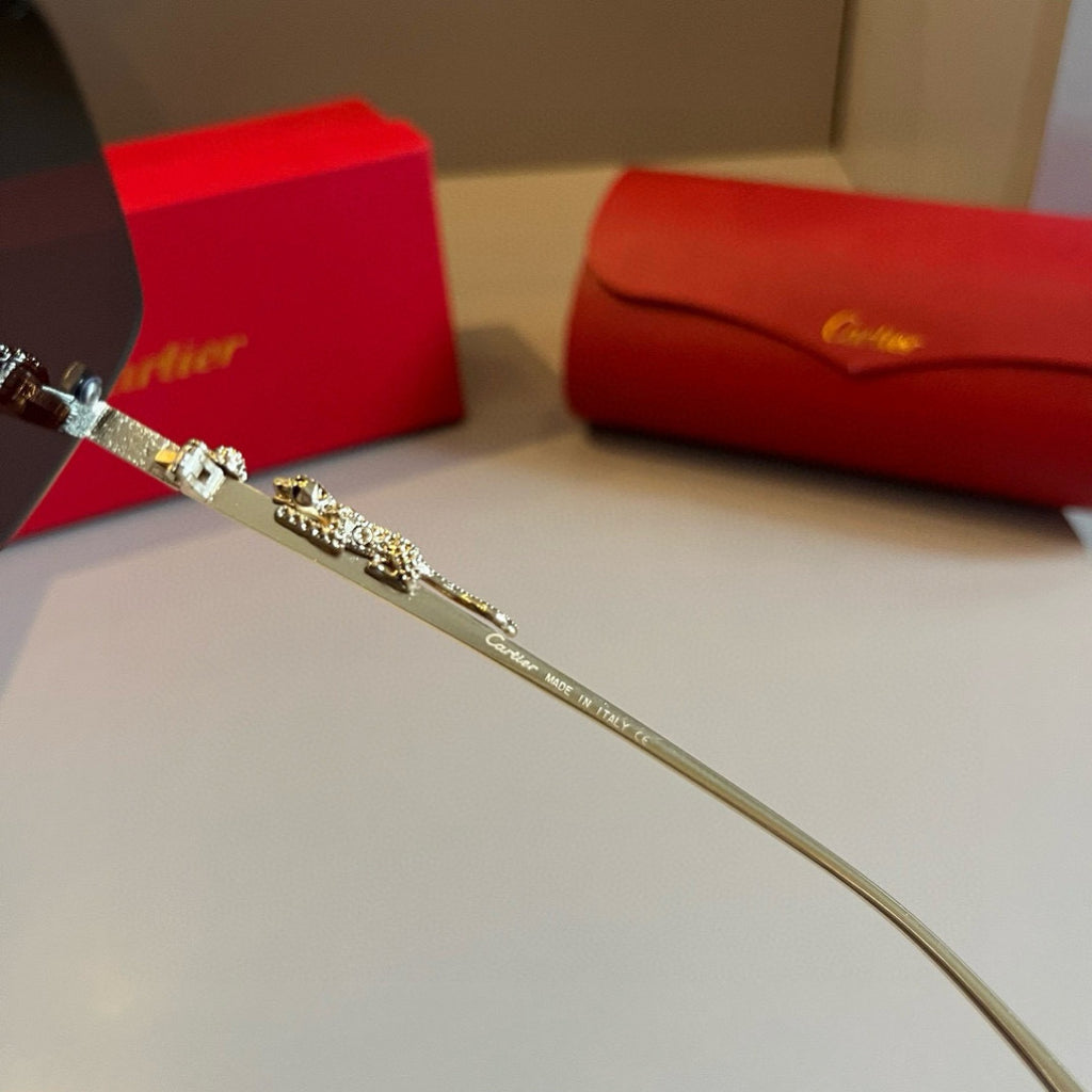 Cartier Lightweight Metal Rimless Gold Lens Sunglasses for Men & Wome - 449464 - detail image 9