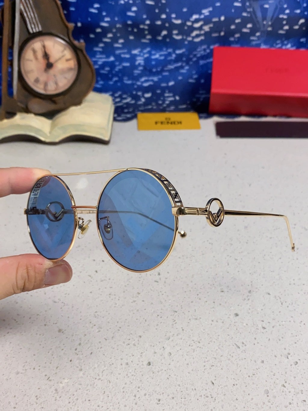 Fendi Round Blue Lens Sunglasses for Men & Women - detail image 6