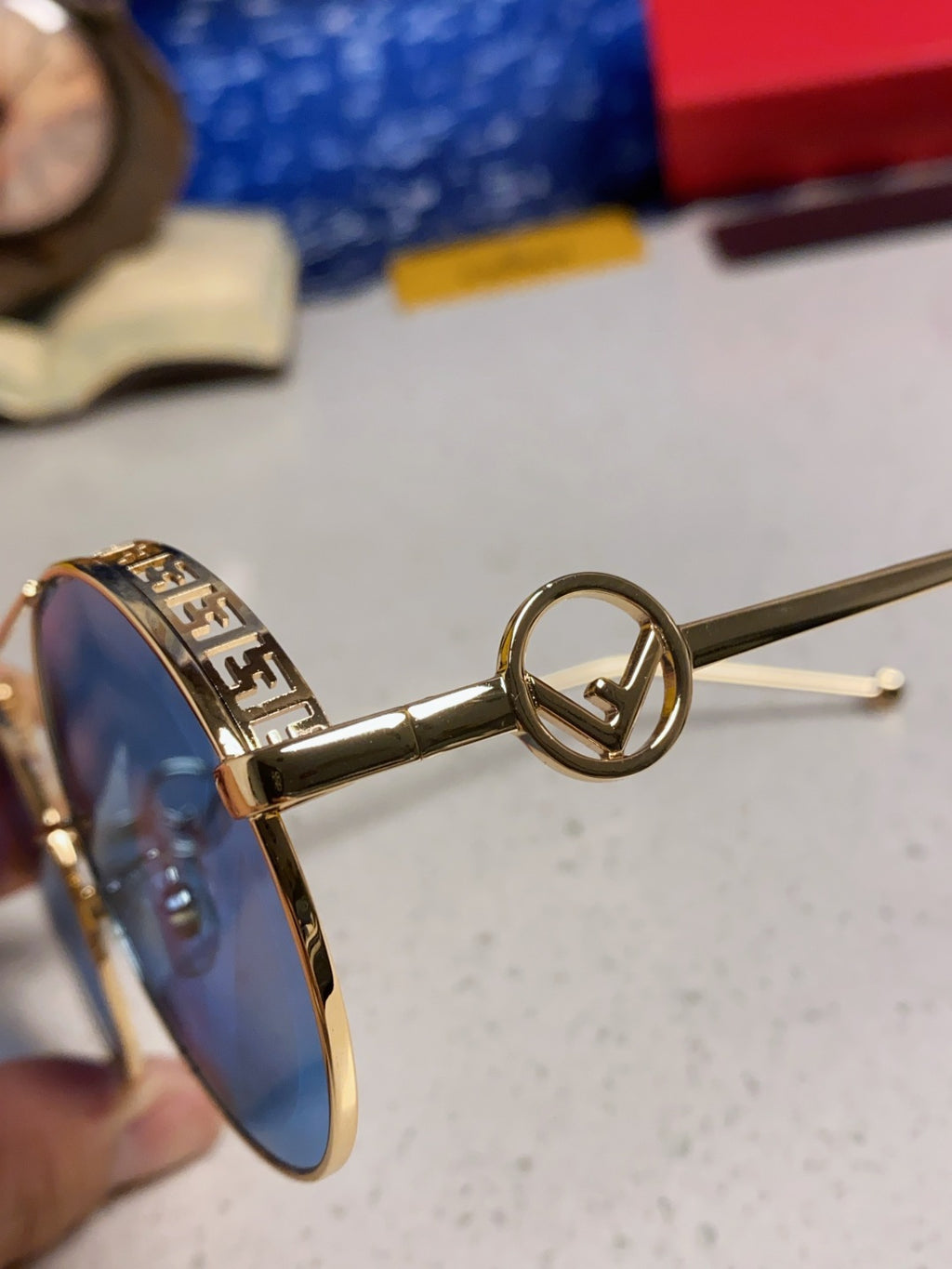 Fendi Round Blue Lens Sunglasses for Men & Women - detail image 7