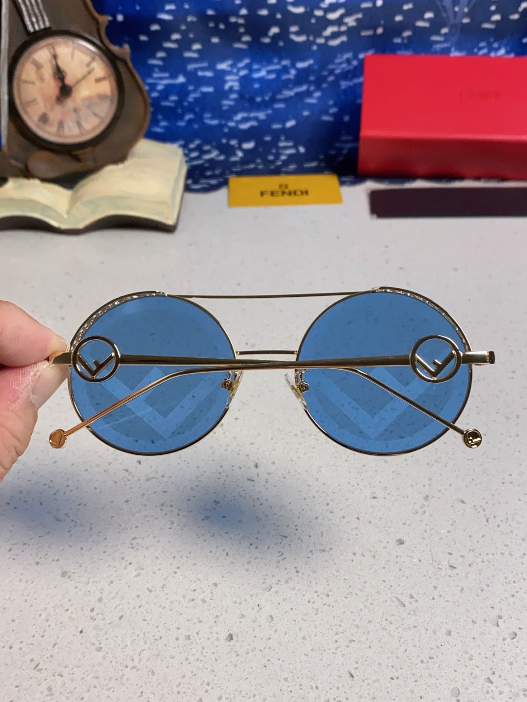 Fendi Round Blue Lens Sunglasses for Men & Women - detail image 5