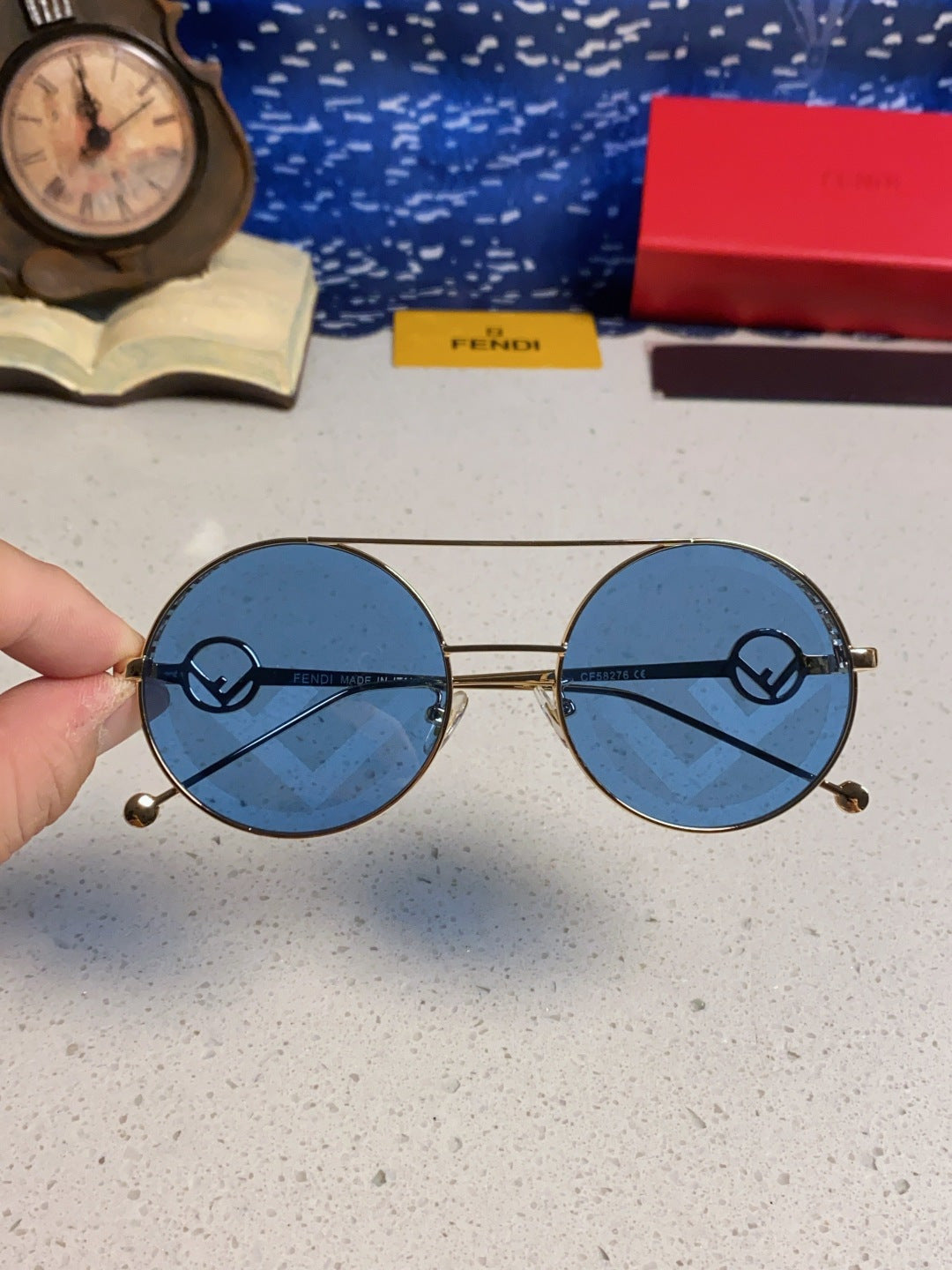 Fendi Round Blue Lens Sunglasses for Men & Women - detail image 4