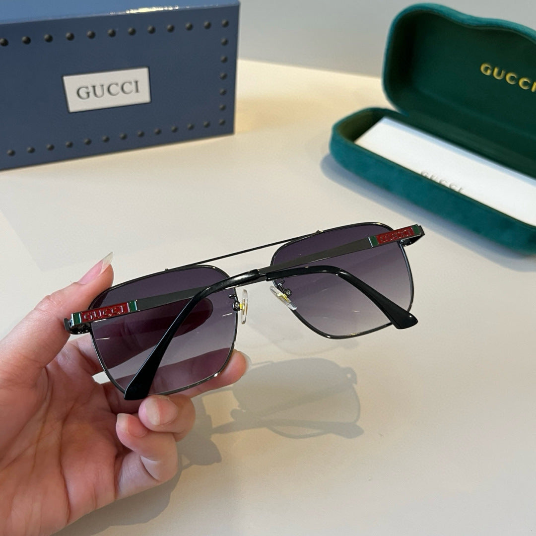 Gucci Metal Aviator Black Lens Sunglasses for Men & Women - 486338 - detail image 7