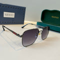 Gucci Metal Aviator Black Lens Sunglasses for Men & Women - 486338