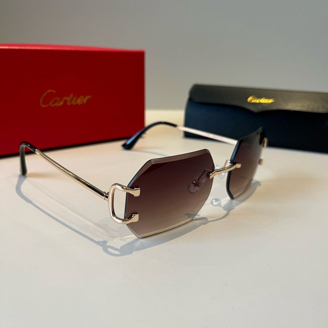 Cartier Lightweight Metal Rimless Red Lens Sunglasses for Men & Women - 465767