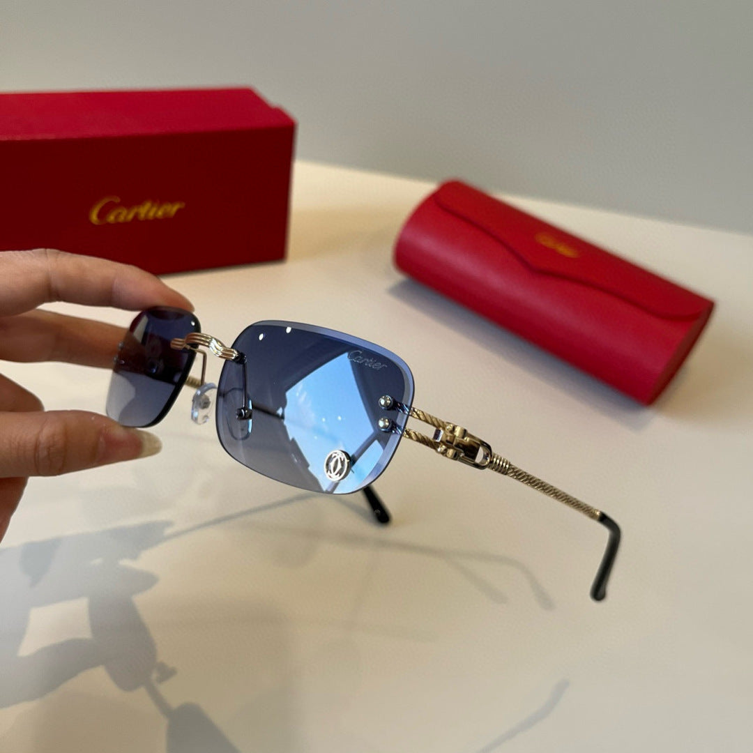 Cartier Lightweight Metal Rimless Silver Lens Sunglasses for Men & Wo - 487336 - detail image 4