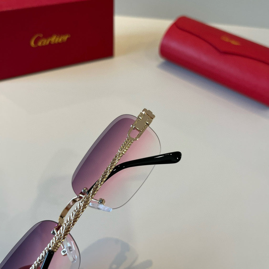 Cartier Lightweight Metal Rimless Silver Lens Sunglasses for Men & Wo - 487338 - detail image 7