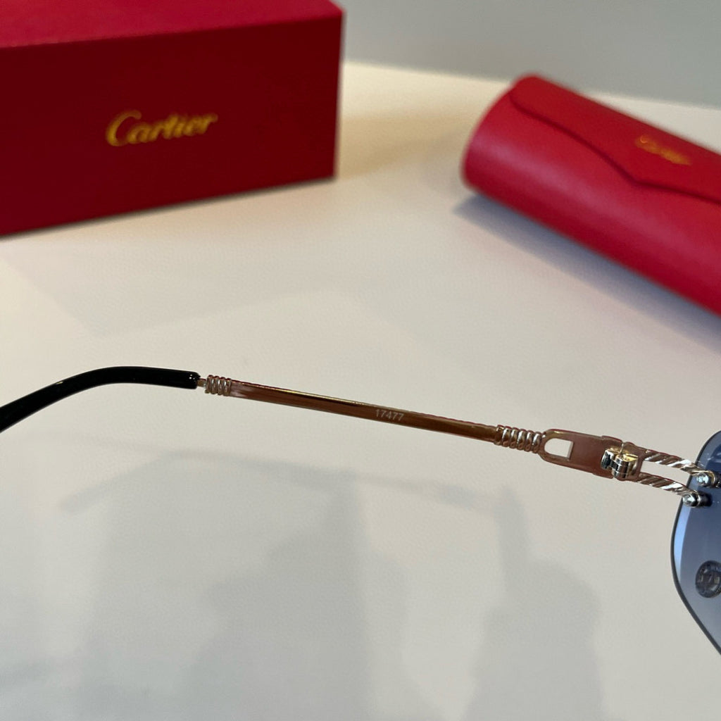 Cartier Lightweight Metal Rimless Silver Lens Sunglasses for Men & Wo - 487336 - detail image 5