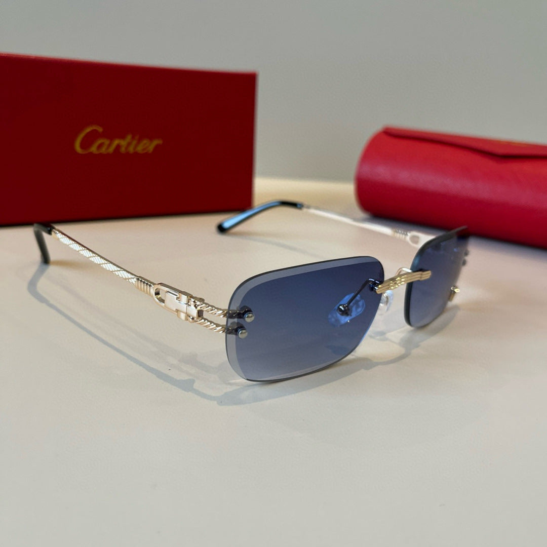 Cartier Lightweight Metal Rimless Silver Lens Sunglasses for Men & Wo - 487336