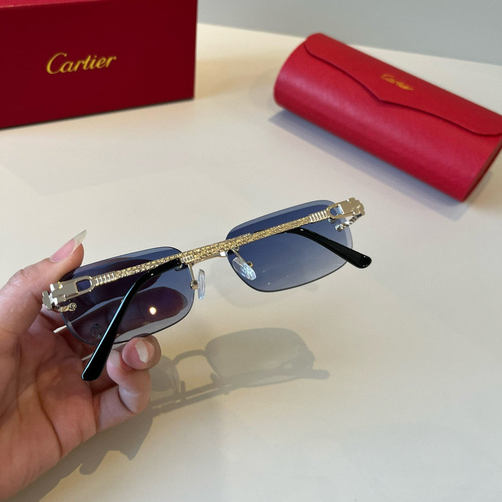 Cartier Lightweight Metal Rimless Silver Lens Sunglasses for Men & Wo - 487336 - detail image 6