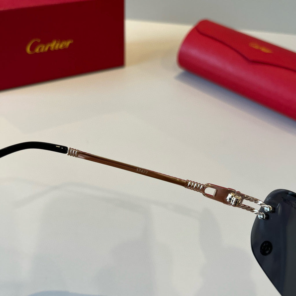 Cartier Lightweight Metal Rimless Silver Lens Sunglasses for Men & Wo - 487337 - detail image 5