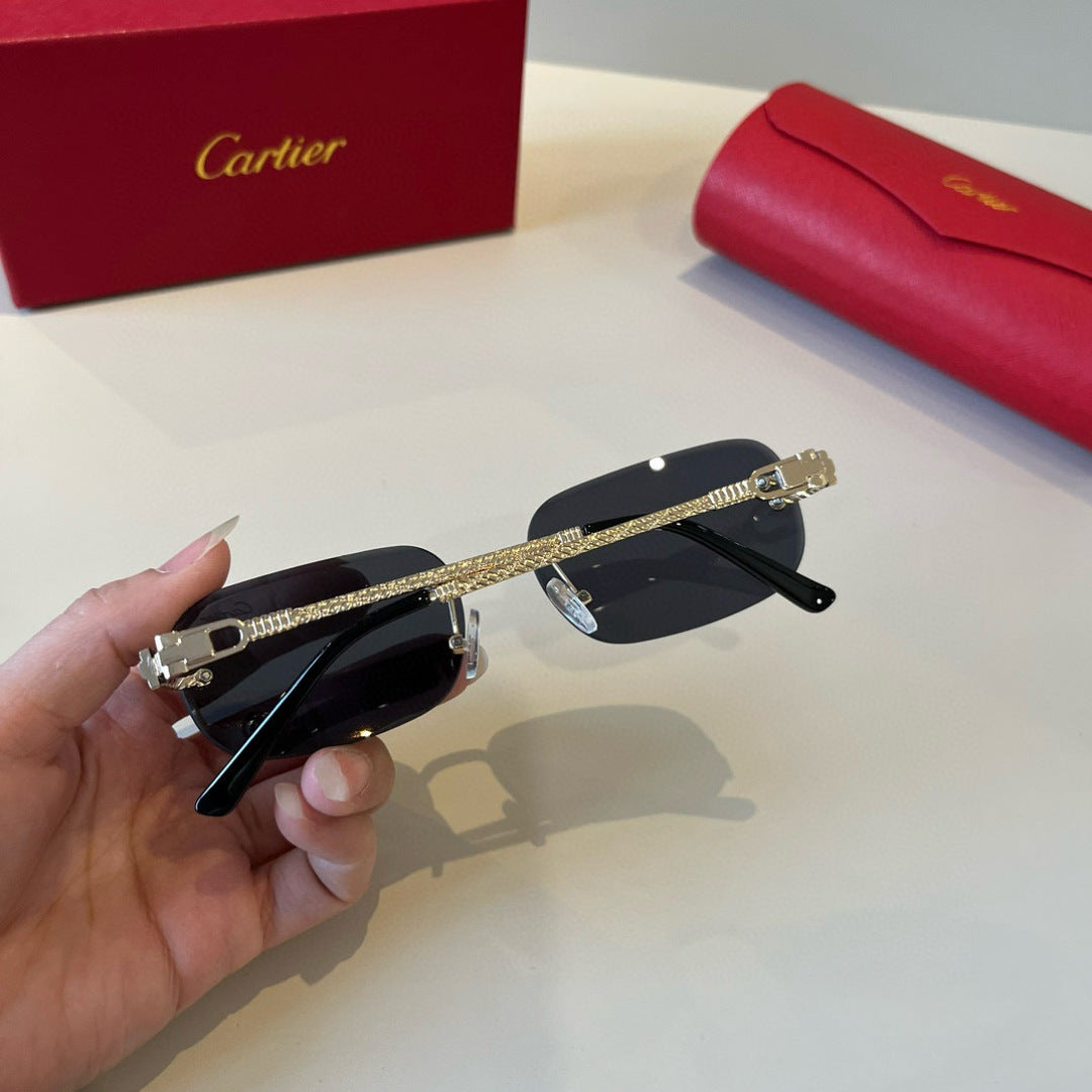 Cartier Lightweight Metal Rimless Silver Lens Sunglasses for Men & Wo - 487337 - detail image 6