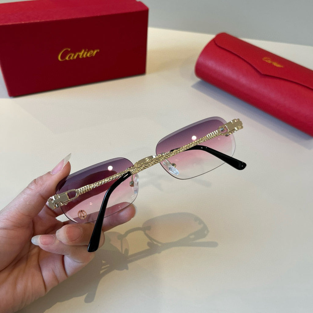 Cartier Lightweight Metal Rimless Silver Lens Sunglasses for Men & Wo - 487338 - detail image 6