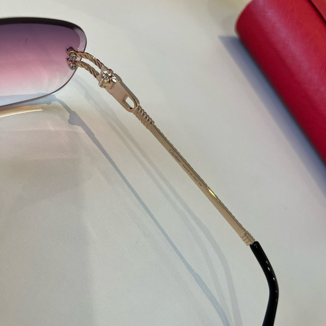 Cartier Lightweight Metal Rimless Silver Lens Sunglasses for Men & Wo - 487338 - detail image 4