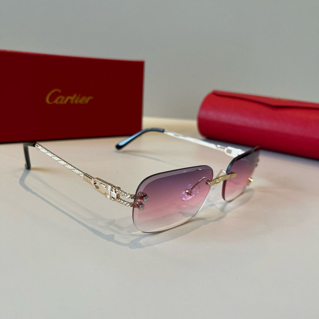 Cartier Lightweight Metal Rimless Silver Lens Sunglasses for Men & Wo - 487338