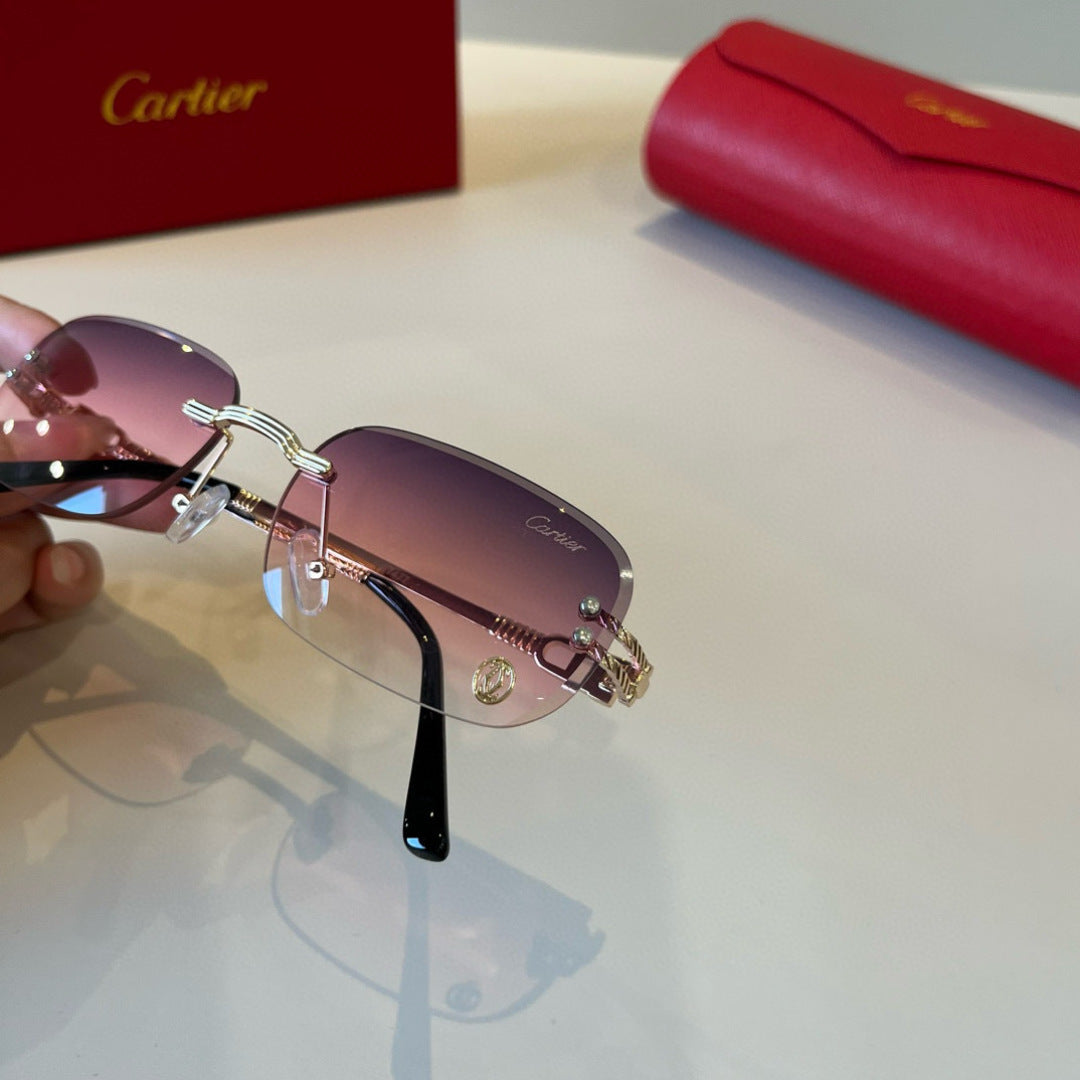 Cartier Lightweight Metal Rimless Silver Lens Sunglasses for Men & Wo - 487338 - detail image 8