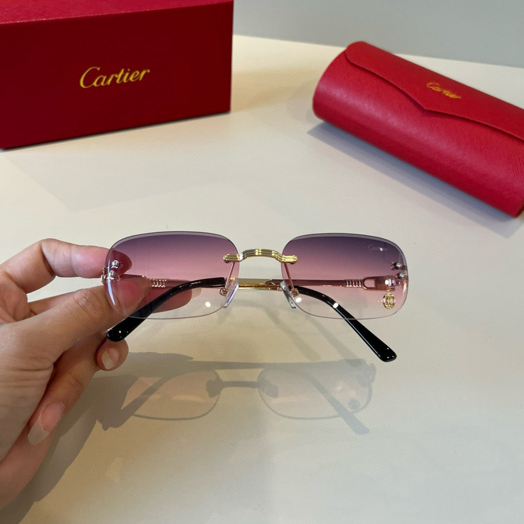 Cartier Lightweight Metal Rimless Silver Lens Sunglasses for Men & Wo - 487338 - detail image 9