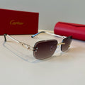 Cartier Lightweight Metal Rimless Red Lens Sunglasses for Men & Women - 487339