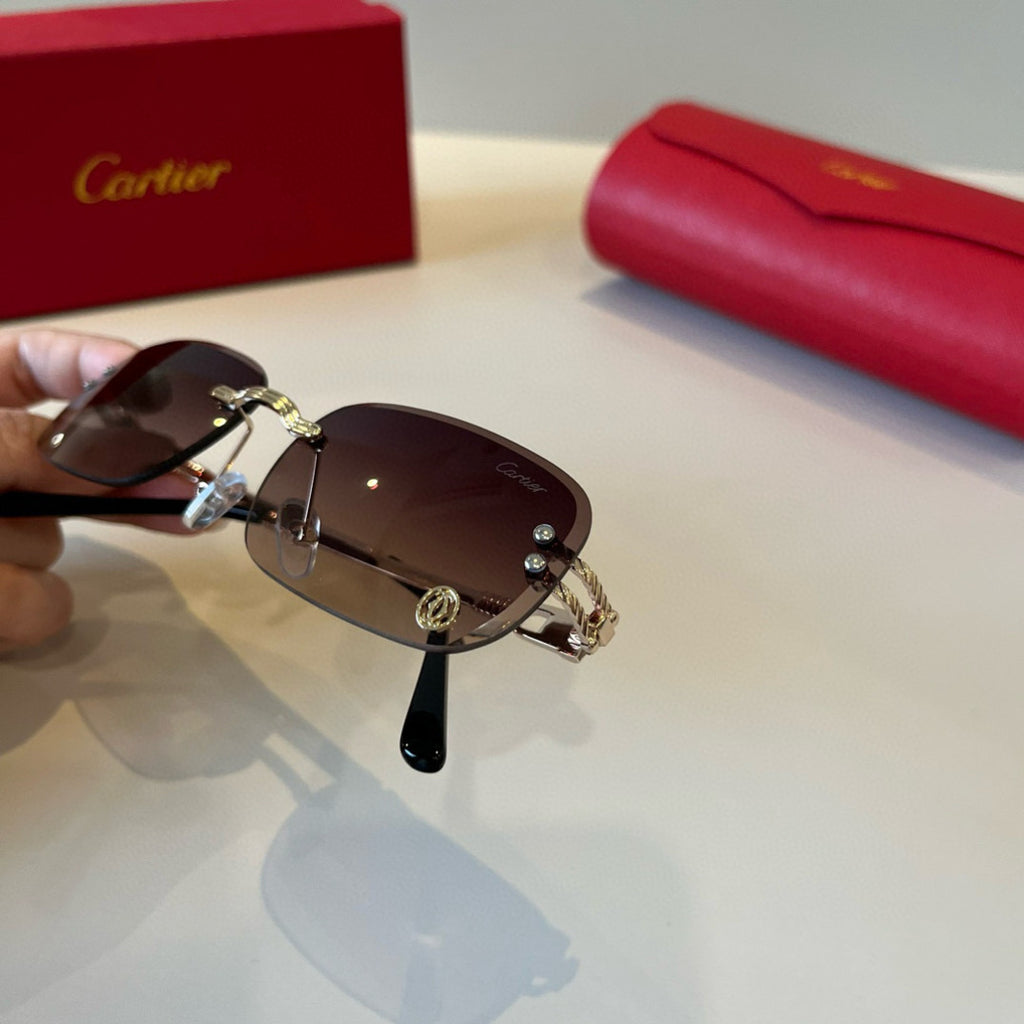 Cartier Lightweight Metal Rimless Red Lens Sunglasses for Men & Women - 487339 - detail image 6