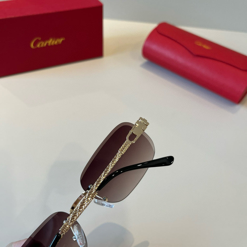 Cartier Lightweight Metal Rimless Red Lens Sunglasses for Men & Women - 487339 - detail image 5