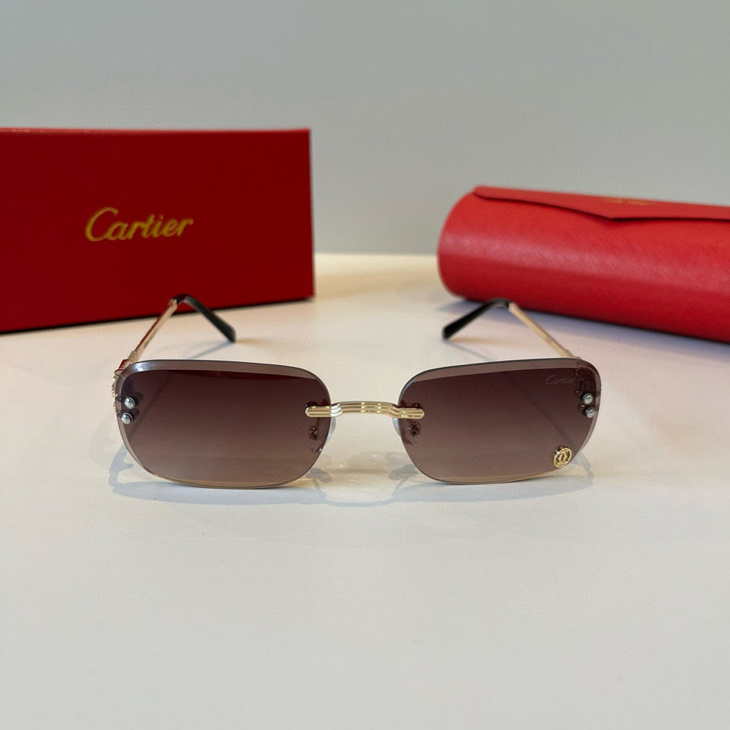 Cartier Lightweight Metal Rimless Red Lens Sunglasses for Men & Women - 487339 - detail image 2