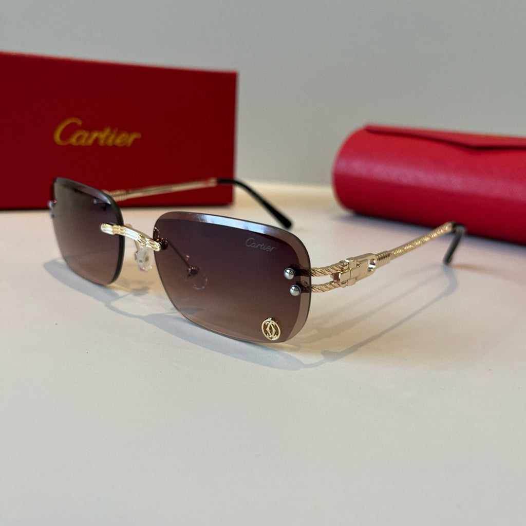 Cartier Lightweight Metal Rimless Red Lens Sunglasses for Men & Women - 487339 - detail image 3