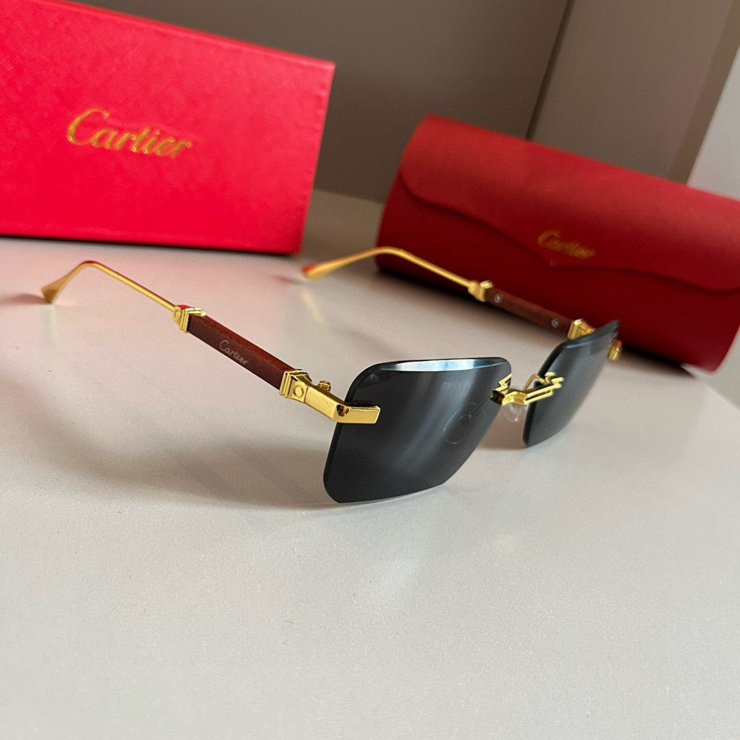 Cartier Lightweight Metal Rimless Silver Lens Sunglasses for Men & Wo - 432363