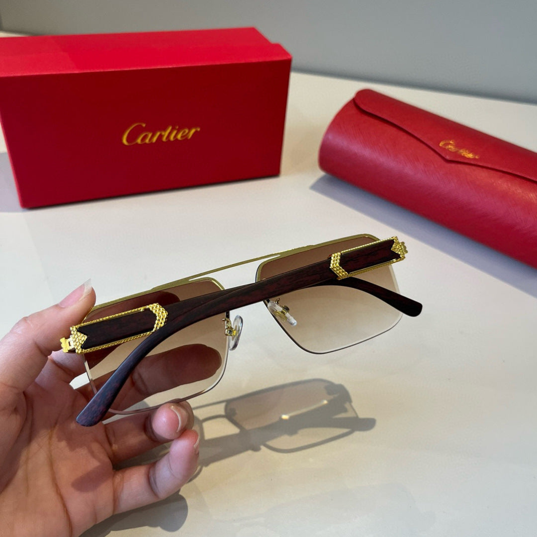 Cartier Lightweight Metal Rimless Brown Lens Sunglasses for Men & Wom - 415930 - detail image 5