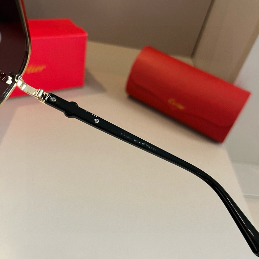Cartier Metal Fashion Gold Lens Sunglasses for Men & Women - detail image 9