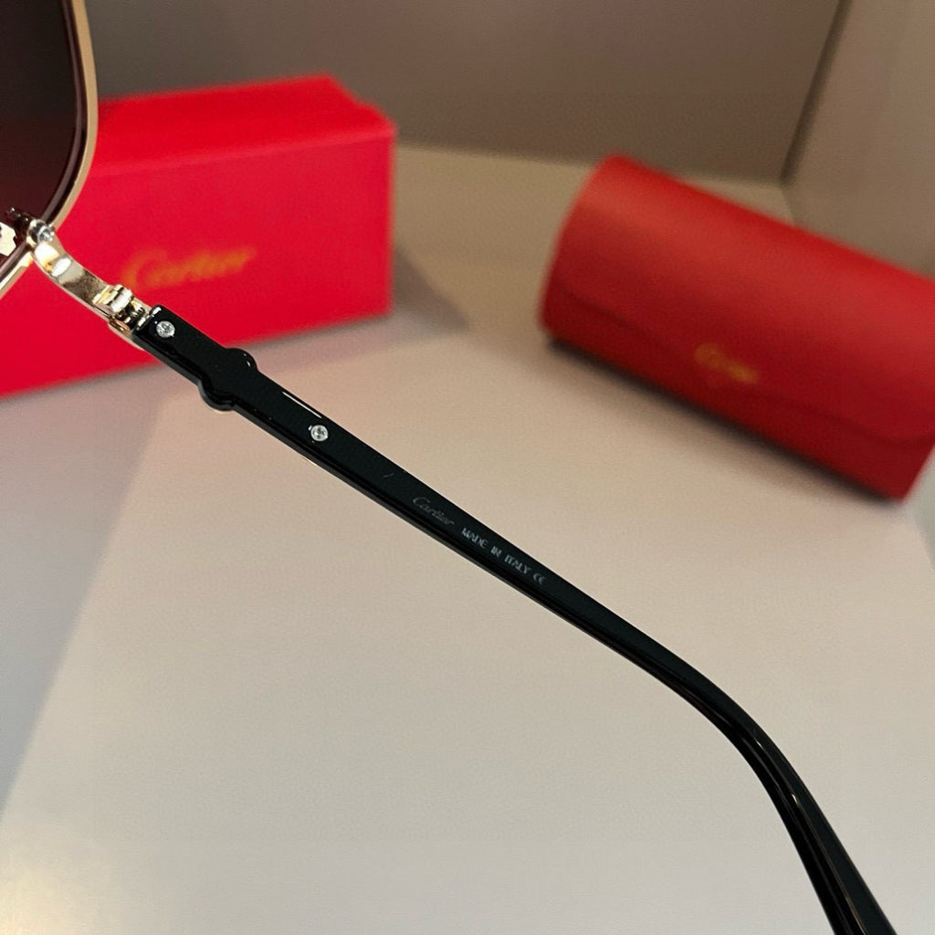 Cartier Metal Fashion Brown Lens Sunglasses for Men & Women - detail image 9