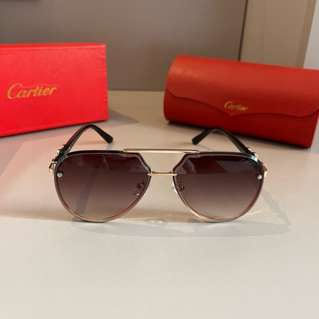 Cartier Metal Fashion Brown Lens Sunglasses for Men & Women - detail image 2