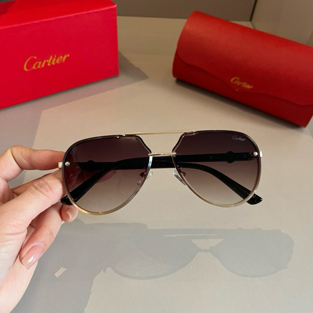 Cartier Metal Fashion Brown Lens Sunglasses for Men & Women - detail image 6