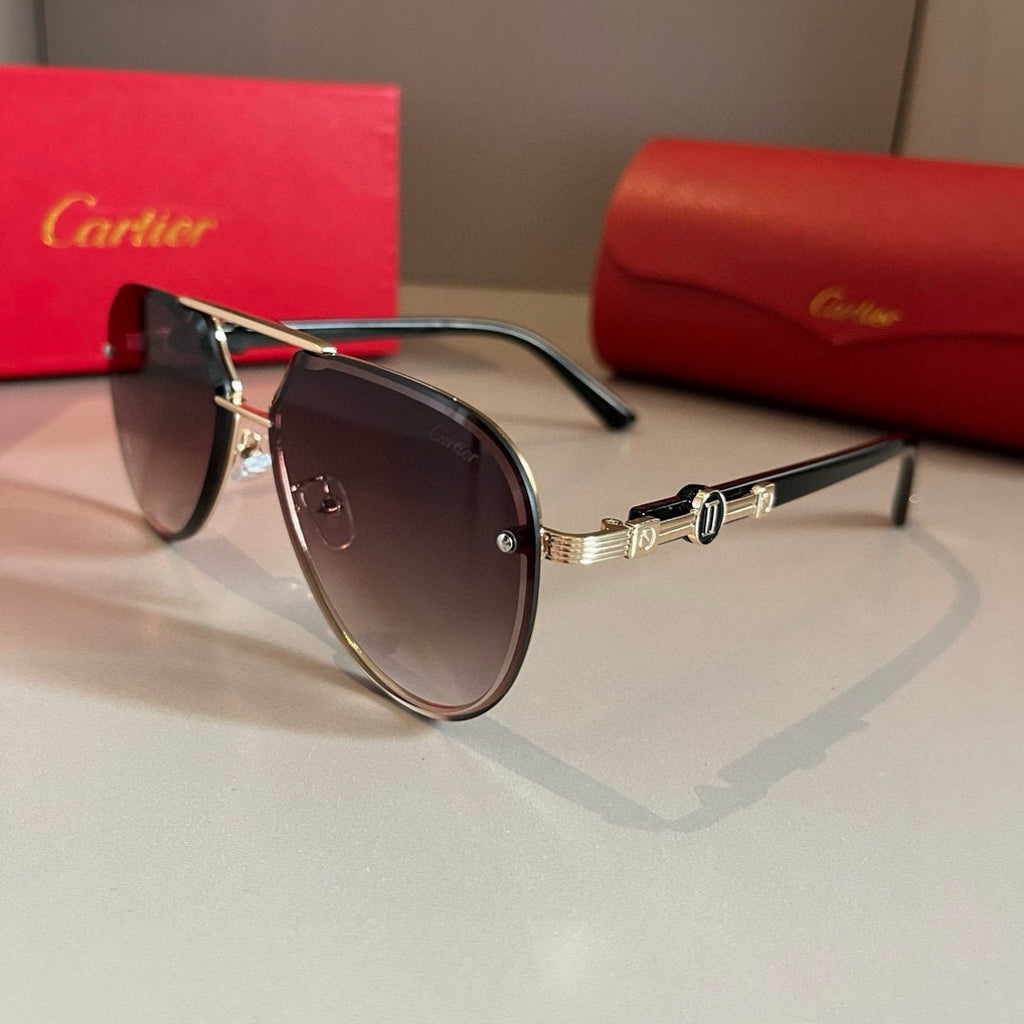 Cartier Metal Fashion Brown Lens Sunglasses for Men & Women - 416006 - detail image 3