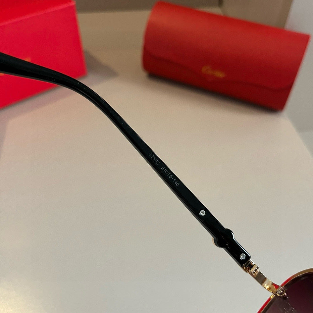 Cartier Metal Fashion Brown Lens Sunglasses for Men & Women - detail image 8