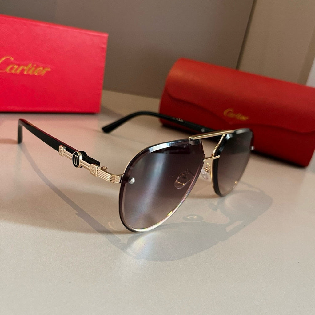 Cartier Metal Fashion Brown Lens Sunglasses for Men & Women - 465769