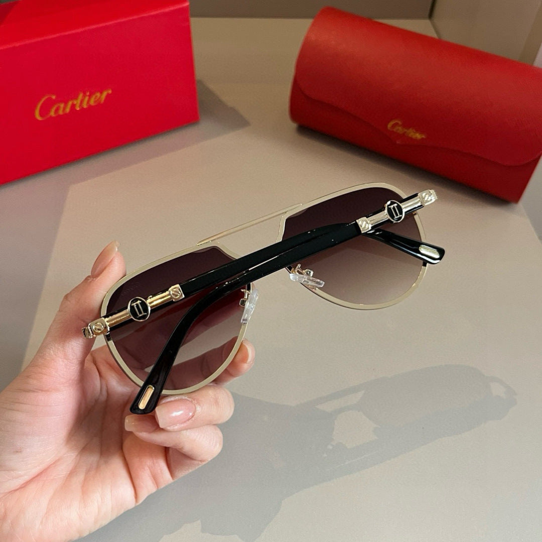 Cartier Metal Fashion Brown Lens Sunglasses for Men & Women - detail image 5