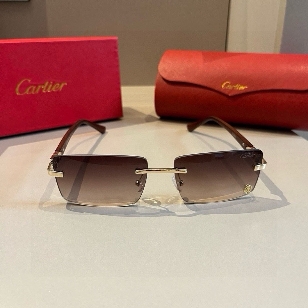 Cartier Lightweight Metal Rimless Brown Lens Sunglasses for Men & Wom - 432297 - detail image 2