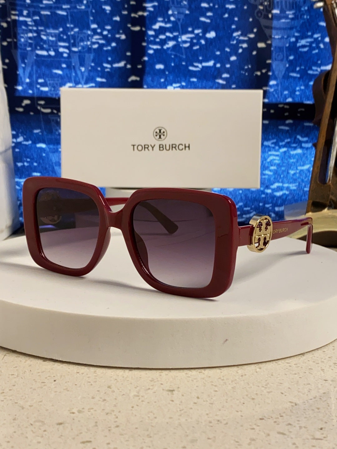 Burberry Square Red Lens Sunglasses for Women