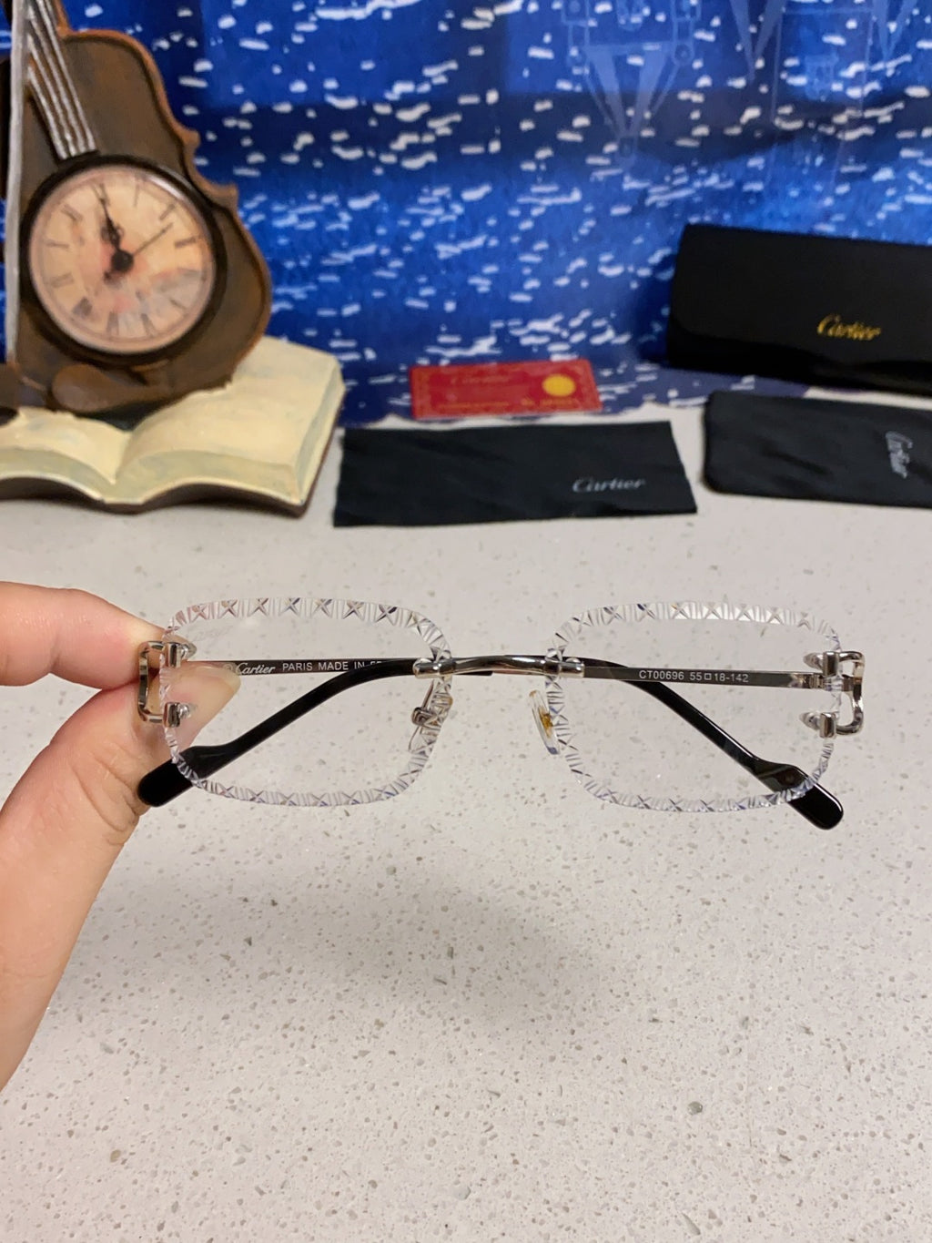 Cartier Metal Square Silver Lens Sunglasses for Men & Women - 432341 - detail image 3