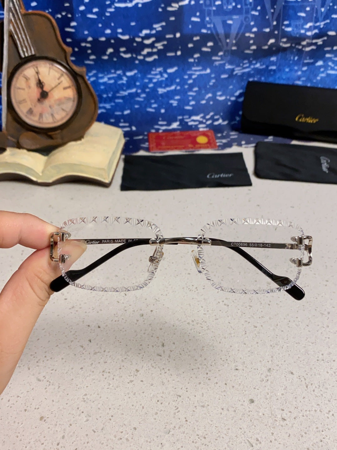 Cartier Metal Square Silver Lens Sunglasses for Men & Women - 432341 - detail image 3