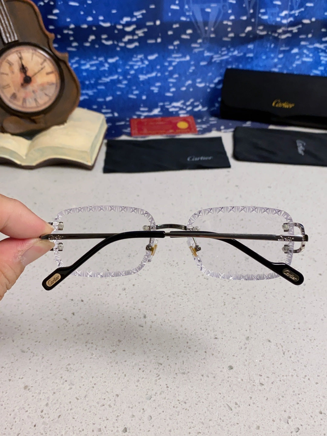 Cartier Metal Square Silver Lens Sunglasses for Men & Women - 487349 - detail image 4