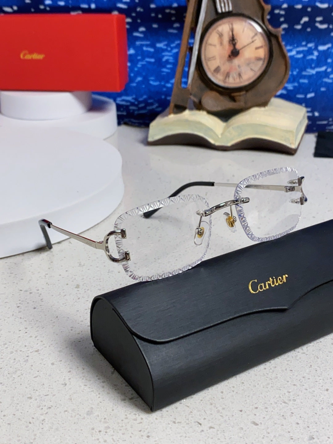Cartier Metal Square Silver Lens Sunglasses for Men & Women - 487349 - detail image 9