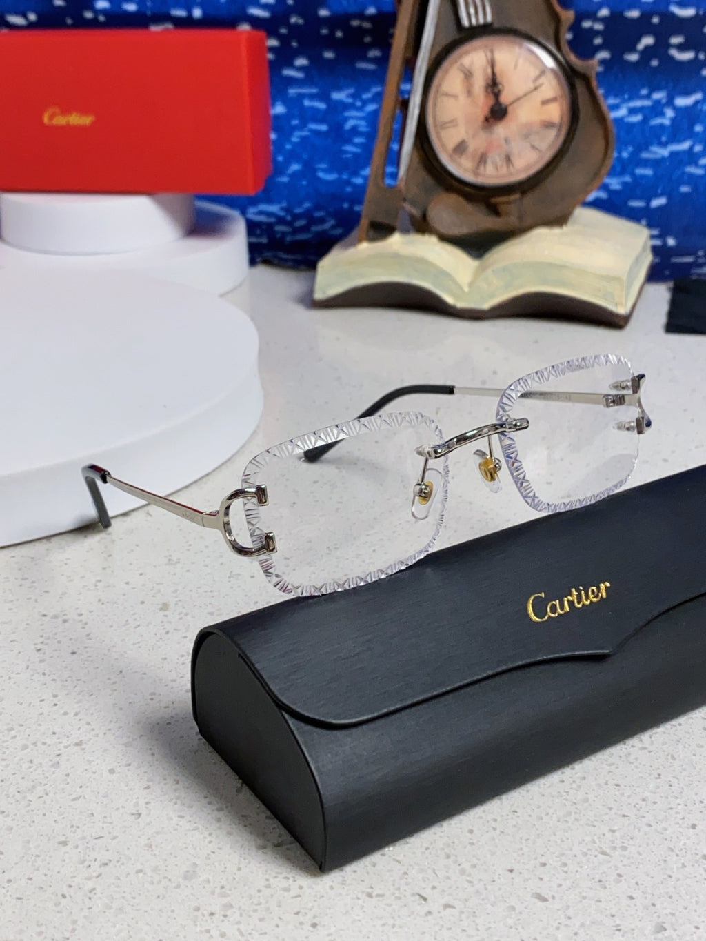 Cartier Metal Square Silver Lens Sunglasses for Men & Women - 432341 - detail image 9
