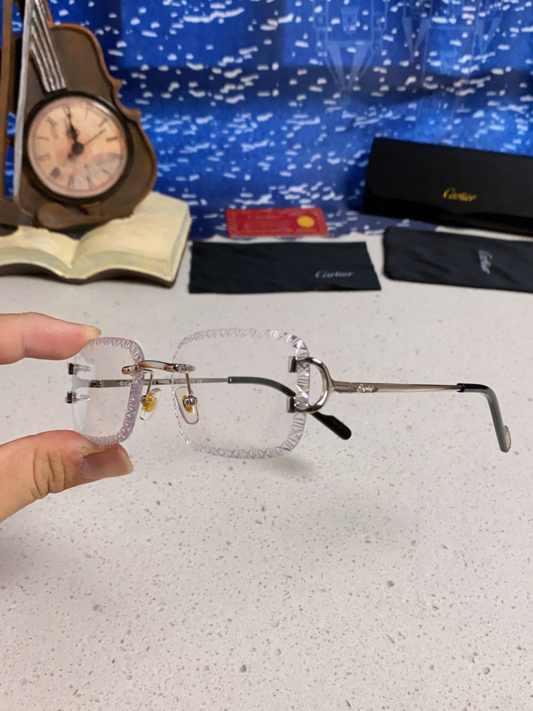 Cartier Metal Square Silver Lens Sunglasses for Men & Women - 432341 - detail image 5