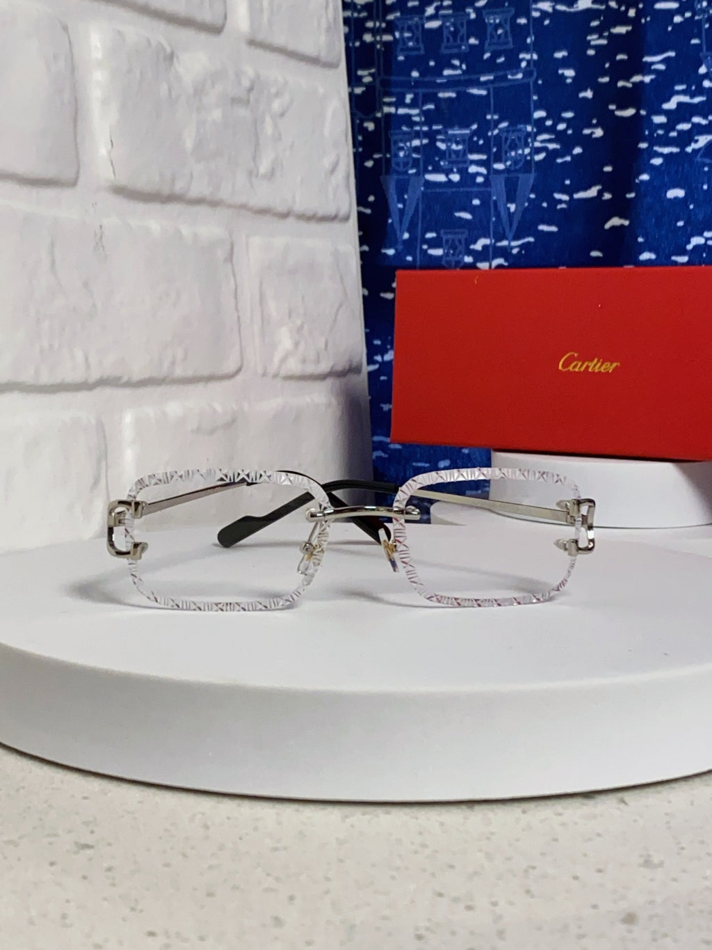 Cartier Metal Square Silver Lens Sunglasses for Men & Women - 487349