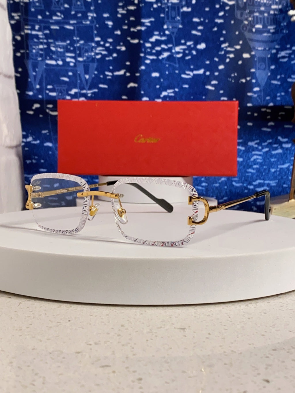 Cartier Metal Square Blue Lens Sunglasses for Men & Women - 432342