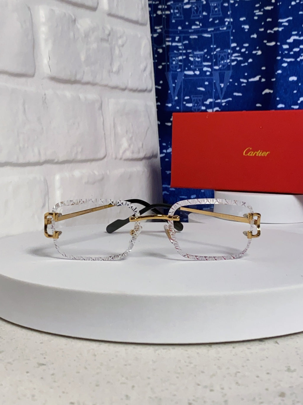 Cartier Metal Square Blue Lens Sunglasses for Men & Women - 487350 - detail image 2