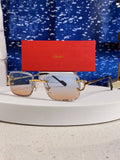 Cartier Metal Square Blue Lens Sunglasses for Men & Women - 432343