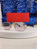Cartier Metal Square Blue Lens Sunglasses for Men & Women - 487352