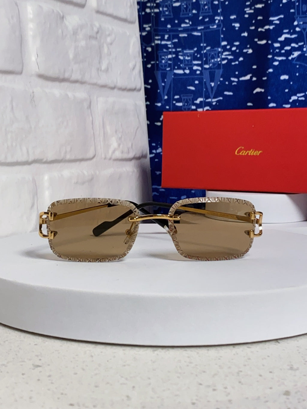 Cartier Metal Square Brown Lens Sunglasses for Men & Women - detail image 2