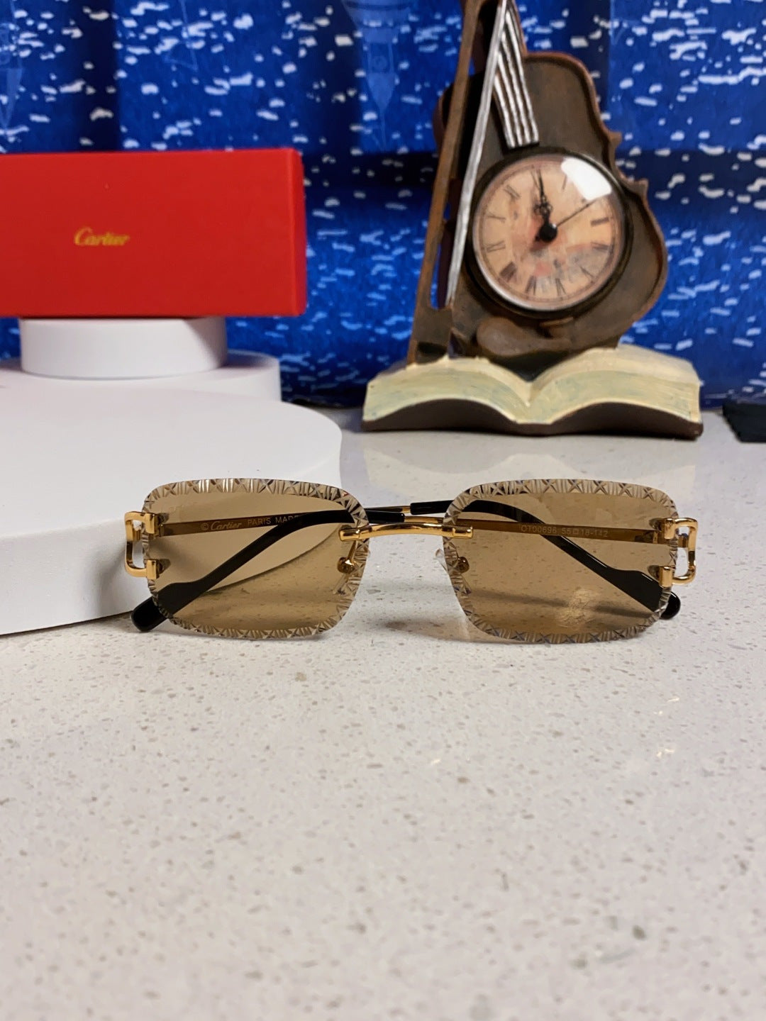 Cartier Metal Square Brown Lens Sunglasses for Men & Women - 432346 - detail image 9